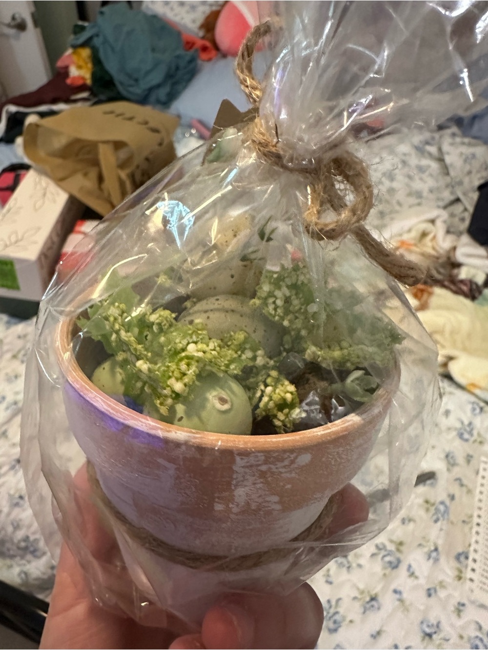 Easter Decorative Mini Planter with Egg Accent - Neutral Tones - Picture 3 of 3